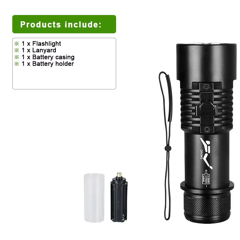 Professional LED Diving Flashlight 1000000LM Strong Light Underwater Torch IPX8