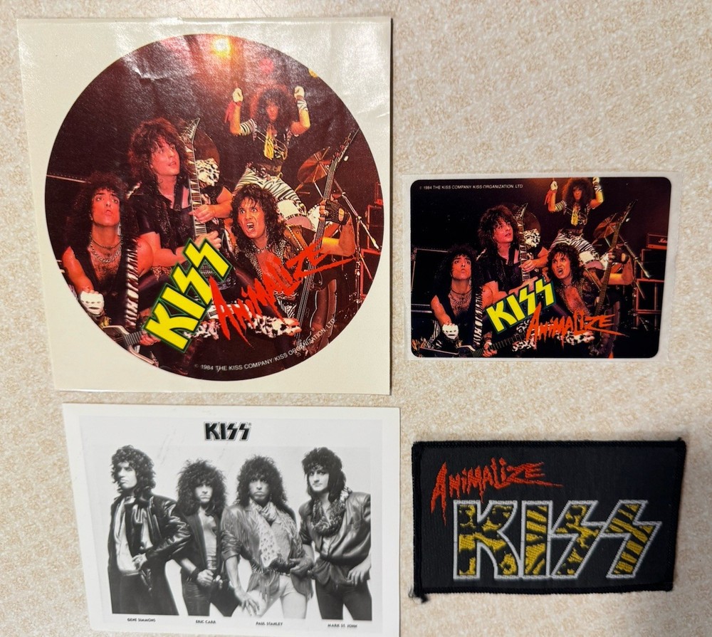 Kiss Animalize Patch Photo Sticker Lot Vintage Mark St John 1984 Rare Eric Carr