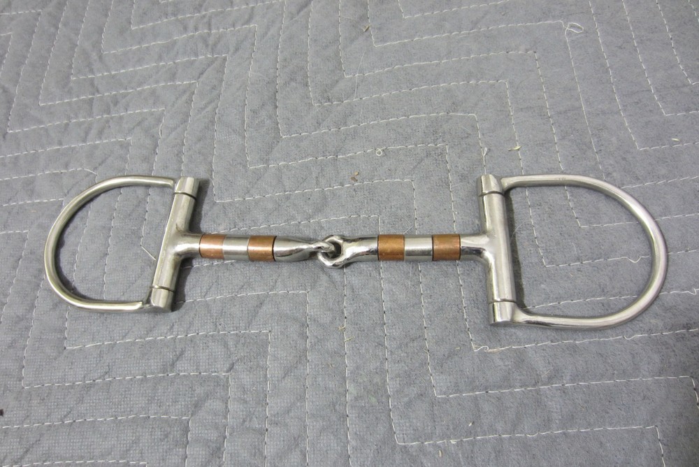5.75" D Ring Horse Snaffle Bit w/Copper Rollers Stainless Steel