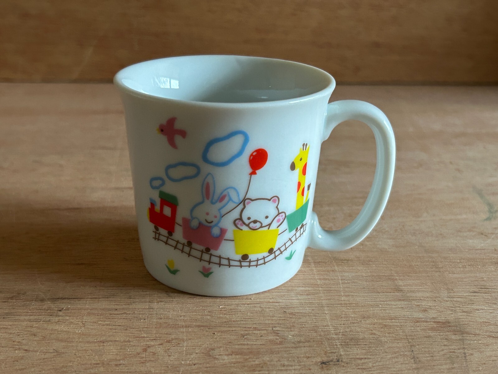 Lillian Vernon Cereal Bowl Mug Cup 2 Piece Set Youth Animals Train Japan Vintage