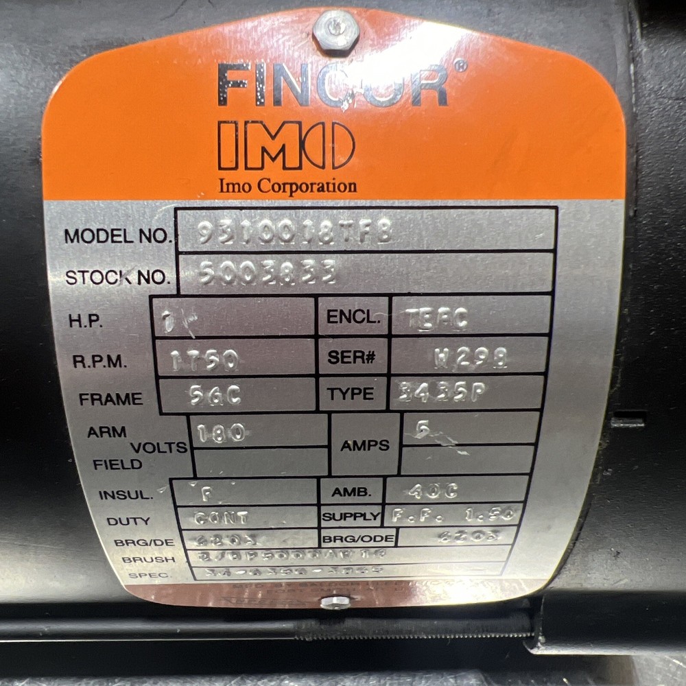FINCOR Model 9310018TFB Motor Used Surplus
