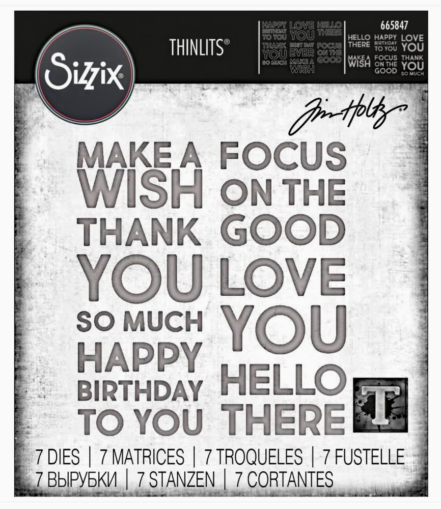New Retired Sizzix Thinlits Bold Text #1 7pc #665847 Retail $34.99 by Tim Holtz