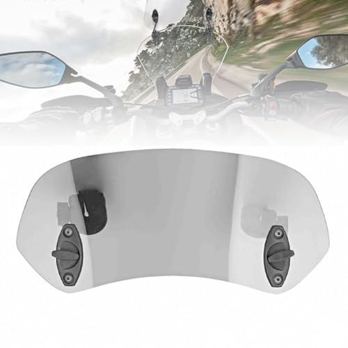 Motorcycle Windscreen Extension, Adjustable Clip-on Wind Deflector, Tawny