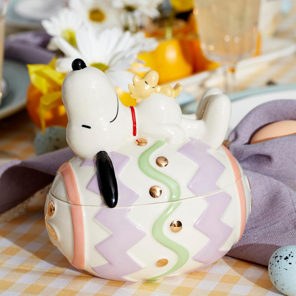 Lenox 895685 Peanuts Easter Snoopy Covered Candy Dish, Spring Serveware