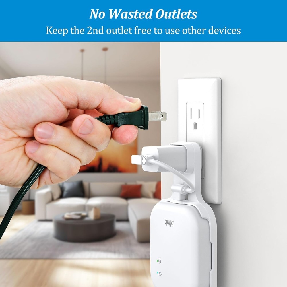 Outlet Wall Mount for Blink Sync Module XR with Short Cable, Space-Saving