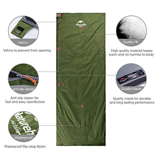 Lightweight Compact Sleeping Bag, 59℉/32℉ Envelope Ultralight Navy Green
