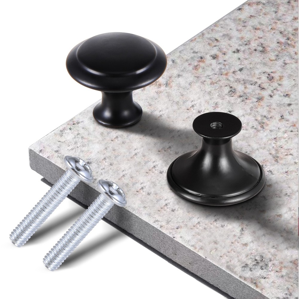 New 30 Pack Matte Black Kitchen Cabinet Knobs Round Drawer Pulls Stainless Steel