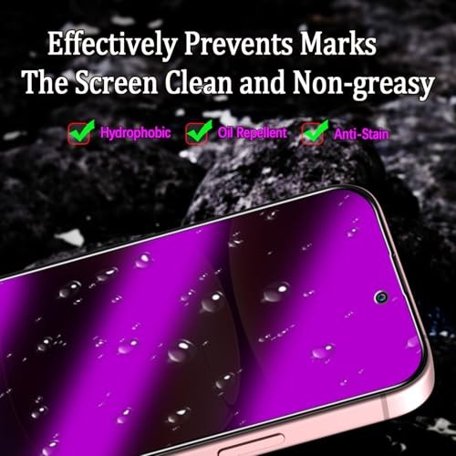 [2 Pack Privacy Screen Protector for iPhone 16, Anti-Blue Light Temered