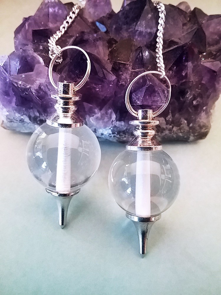 CRYSTAL QUARTZ BALL Dowsing Pendulum, CRYSTAL Divination PENDULUM, Ball Pendulum