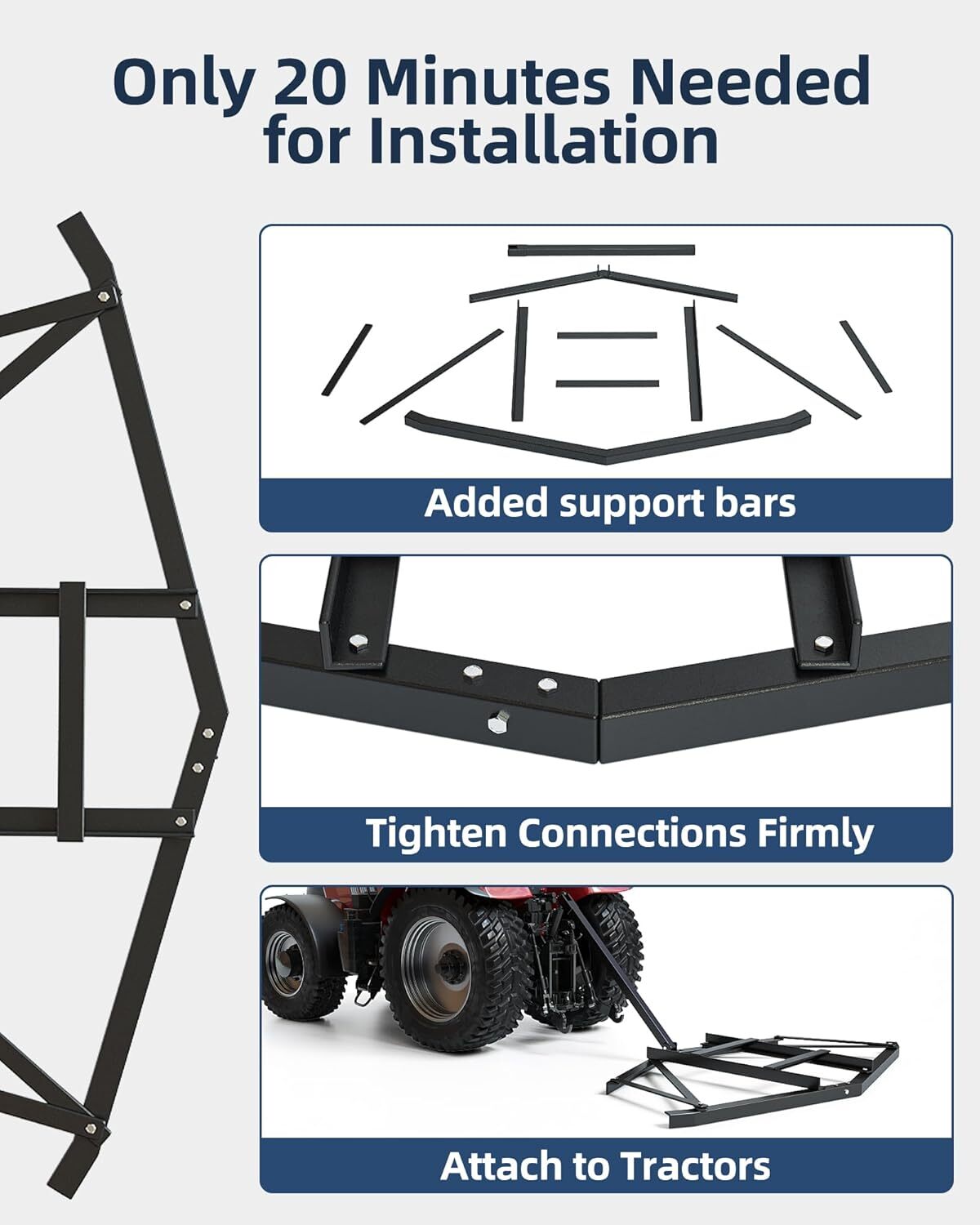 For ATV,UTV Driveway Drag Tow Behind Drag Harrow 66'' Width, Steel Gravel Grader