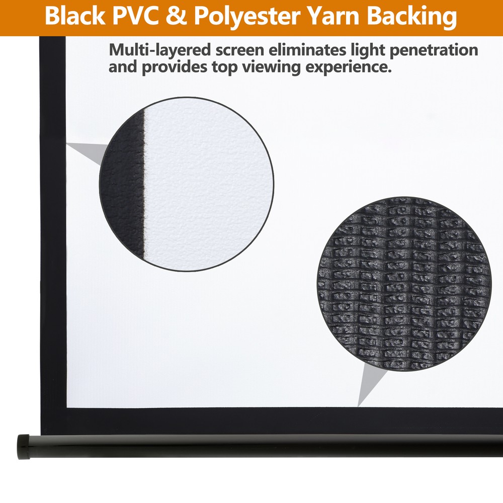 72 inch Portable Projector Screen Projection Screen Easy Pull Out System Black