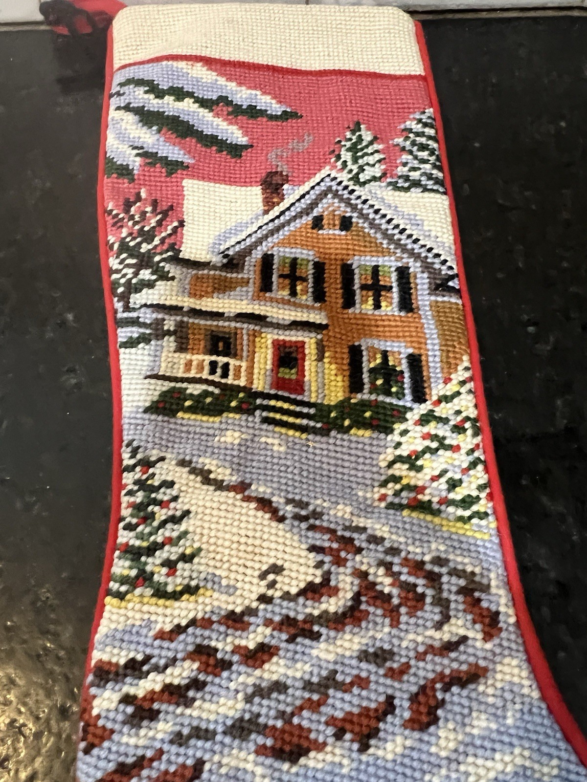 Set Of 3 Needlepoint Christmas Stockings -