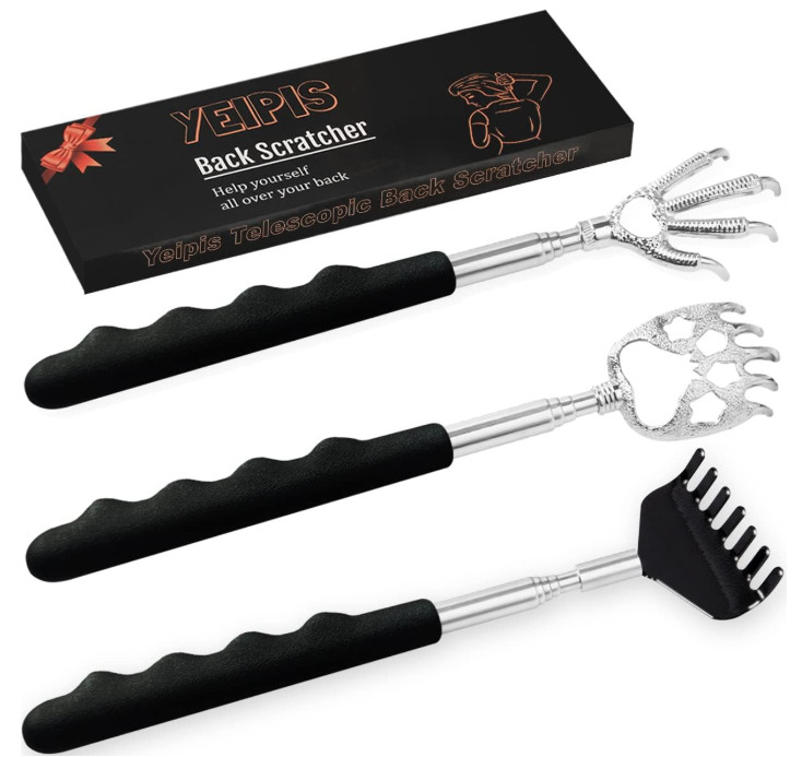 3 Pack Back Scratcher Metal Portable Telescoping with Rubber Handles, Extendable