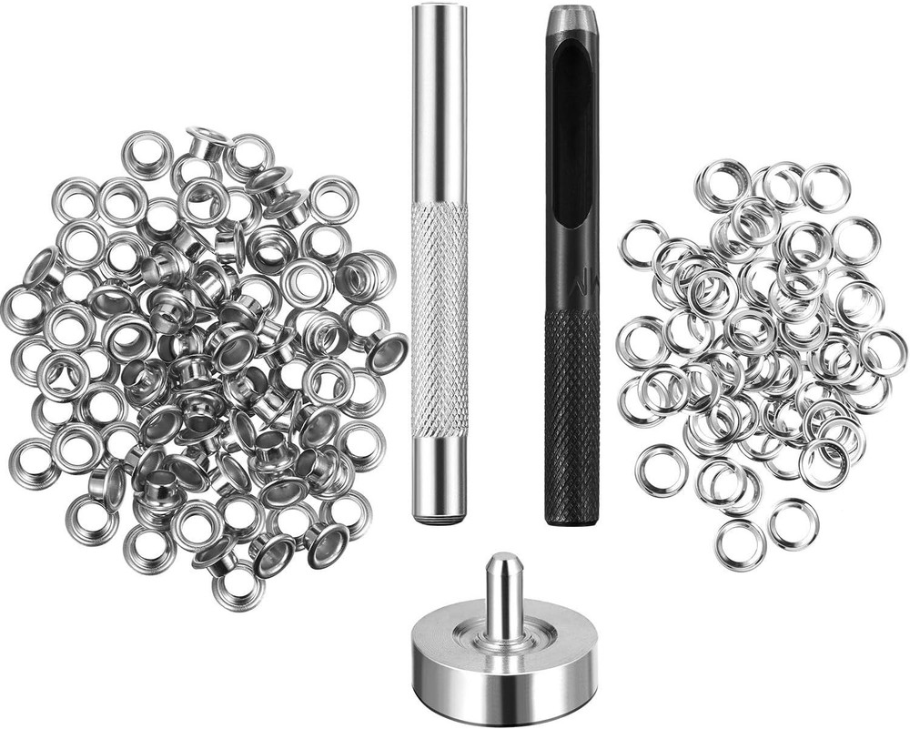 100 Grommet Eyelets Tool Kit for Sewing - Includes Hole Cutter & Mandrel