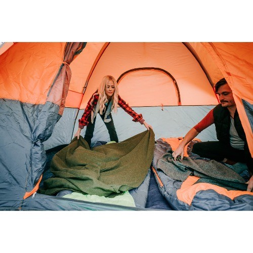 Wool Blend Camp Blankets - Gray