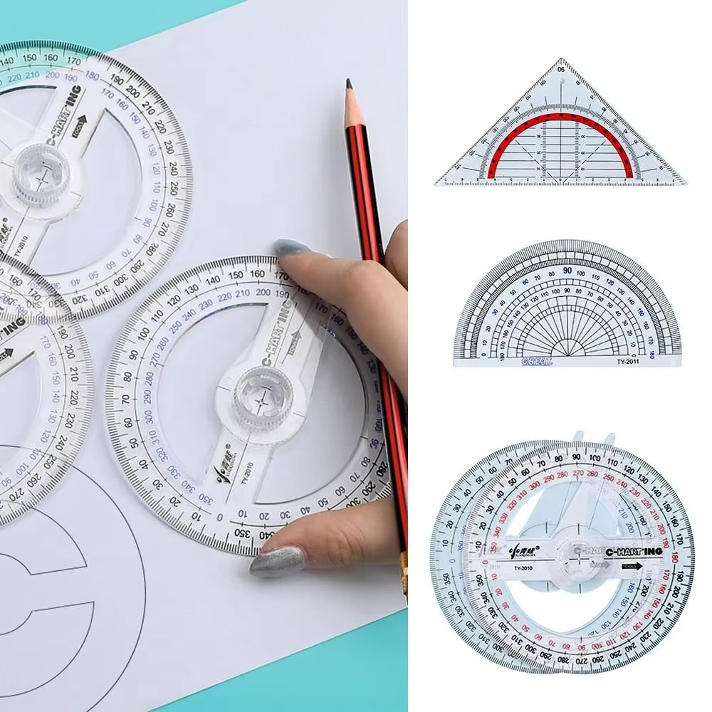 Rotary Multi-Function Geometry Ruler & Protractor | Precision Math Drawing Tool