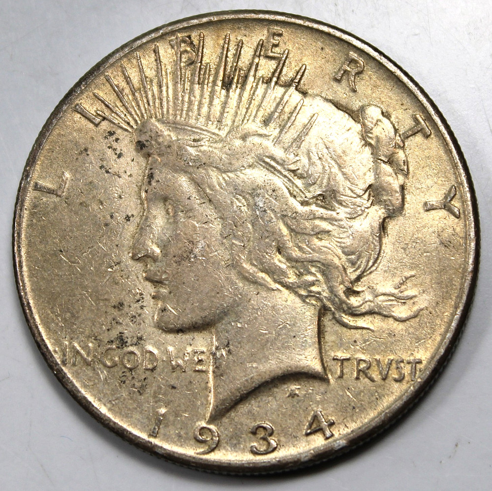 1934 S Peace Silver Dollar - VF !!
