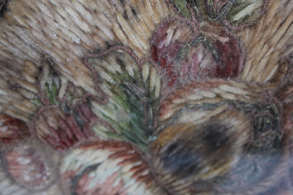 Antique Needlepoint Fabric Weave Framed