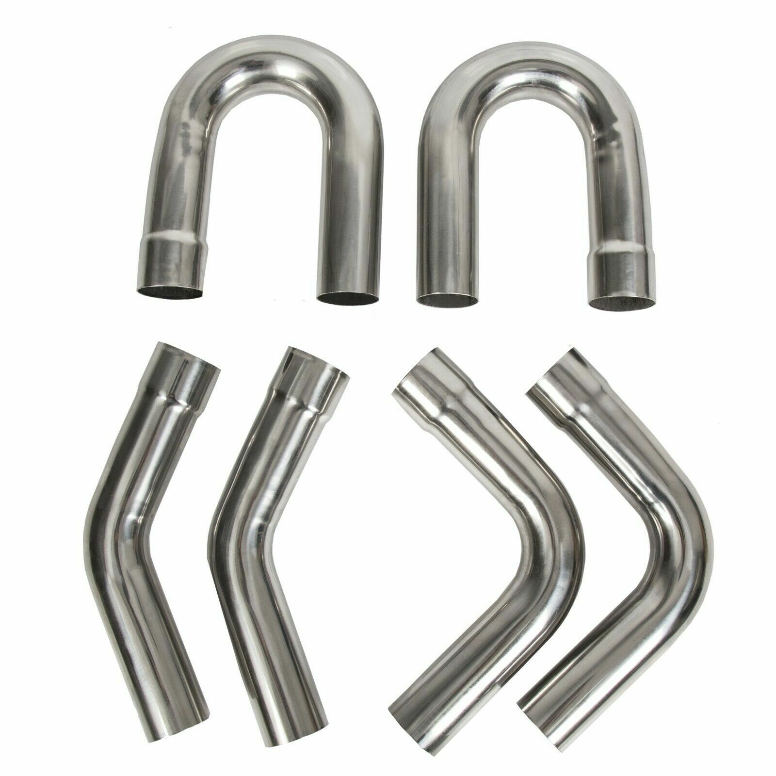 2.5" OD Stainless Steel Straight Bend DIY Custom Mandrel Exhaust Pipe Kit 8Pcs
