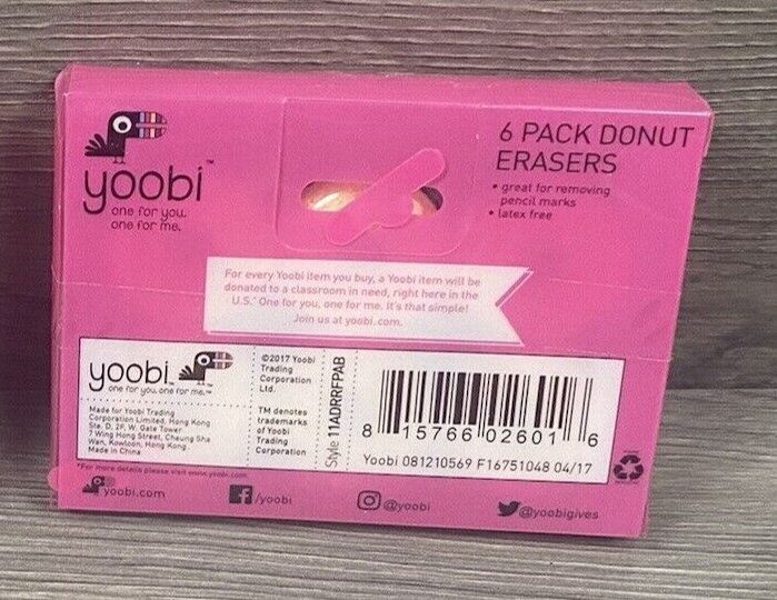 Yoobi Glazed Donut Erasers 2017 6 Pack Make School Fun Collectible