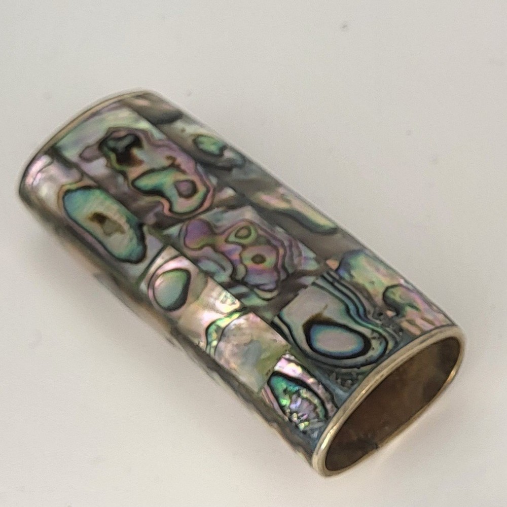 MEXICO ALPACA SILVER ABALONE SHELL INLAY BIC LIGHTER HOLDER CASE
