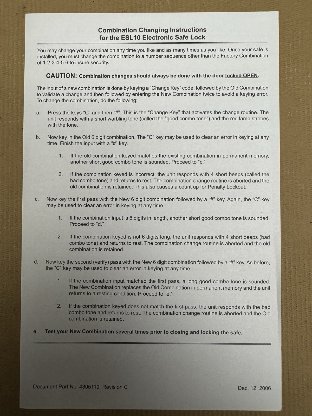 Amsec ESL10 - ESL10XL - American Security - Electronic Safe Lock Kit - Chrome