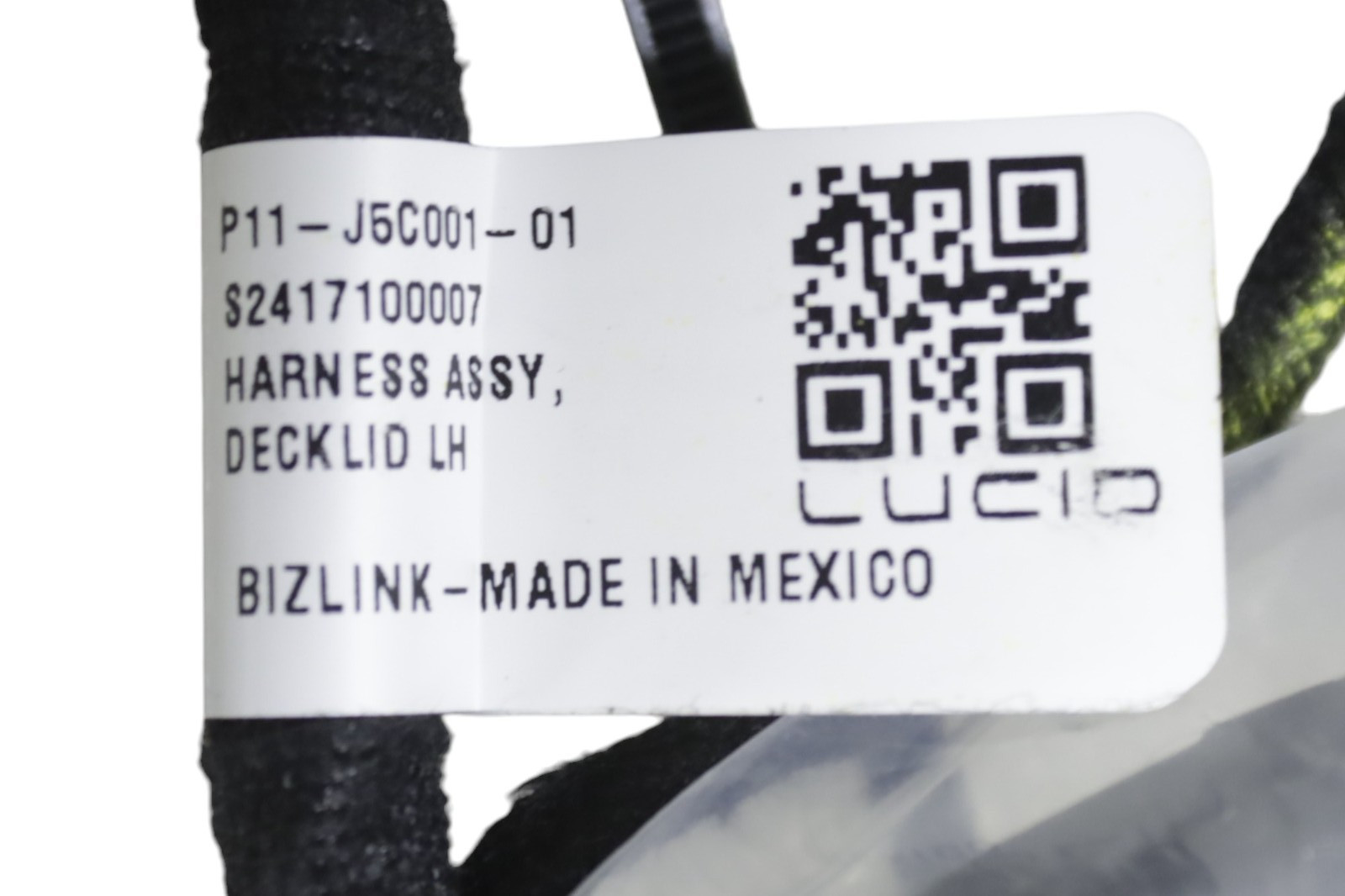 Lucid Air Rear Left Side Trunk Deck Lid Wiring Harness 2022 2023 2024 2025 OEM