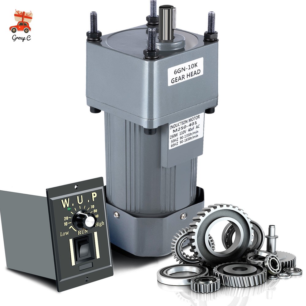 250W AC Gear Reduction Motor Electric+Variable Speed Control Reversible 110V New