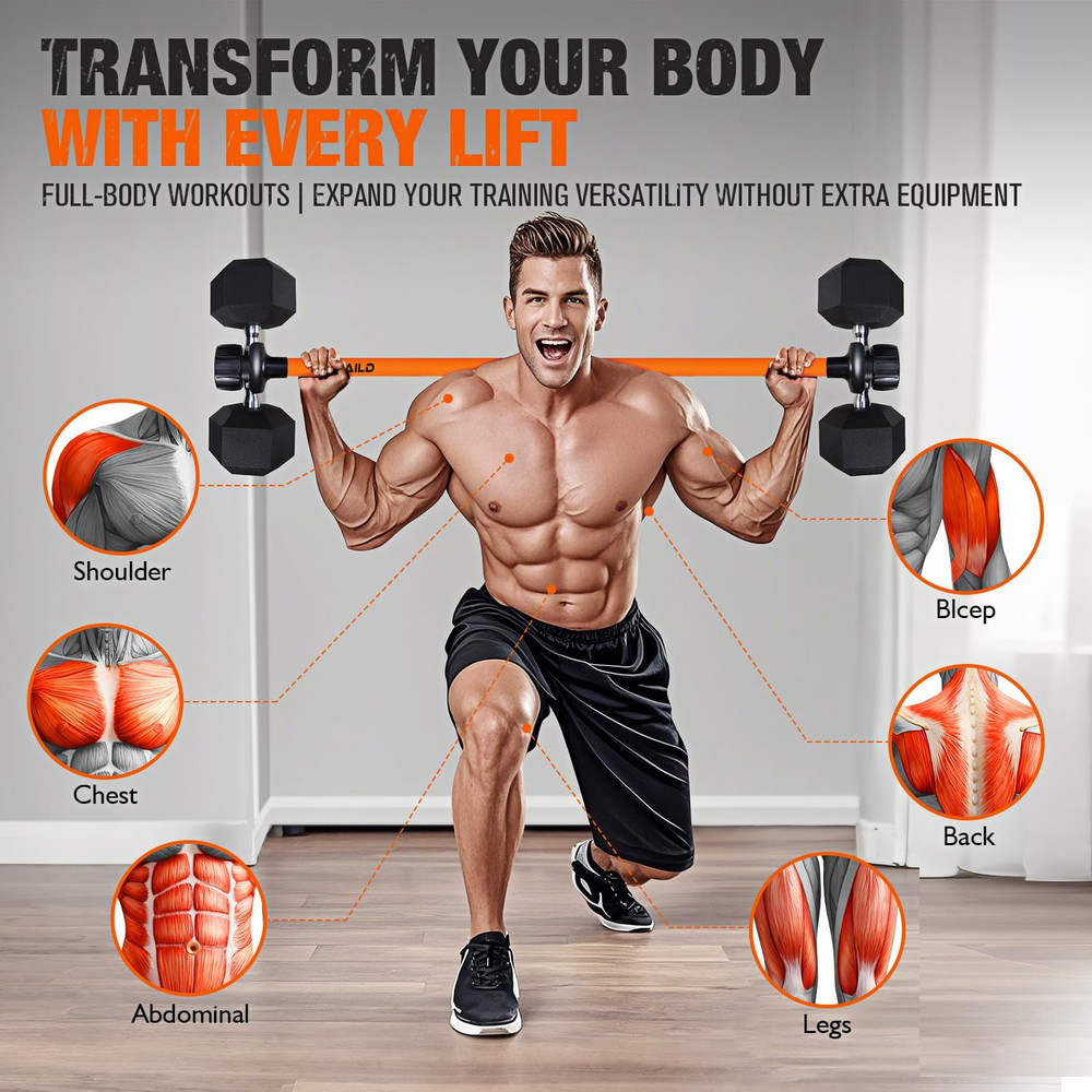 Dumbbell to Barbell Converter for Versatile Home Strength Training