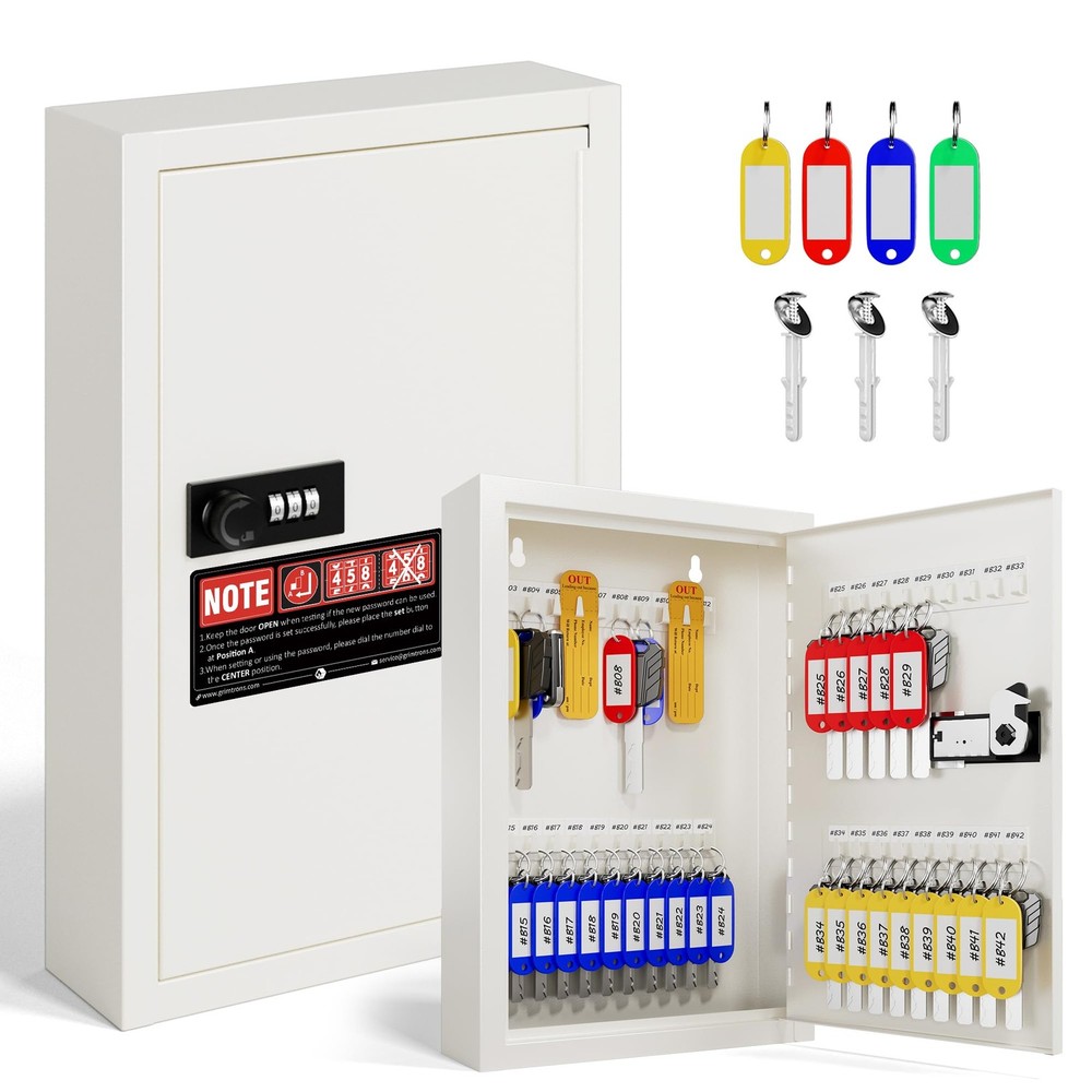 40 Keys Combination Key Lock Box with Code, Key Box Wall Mount for Home Offic...