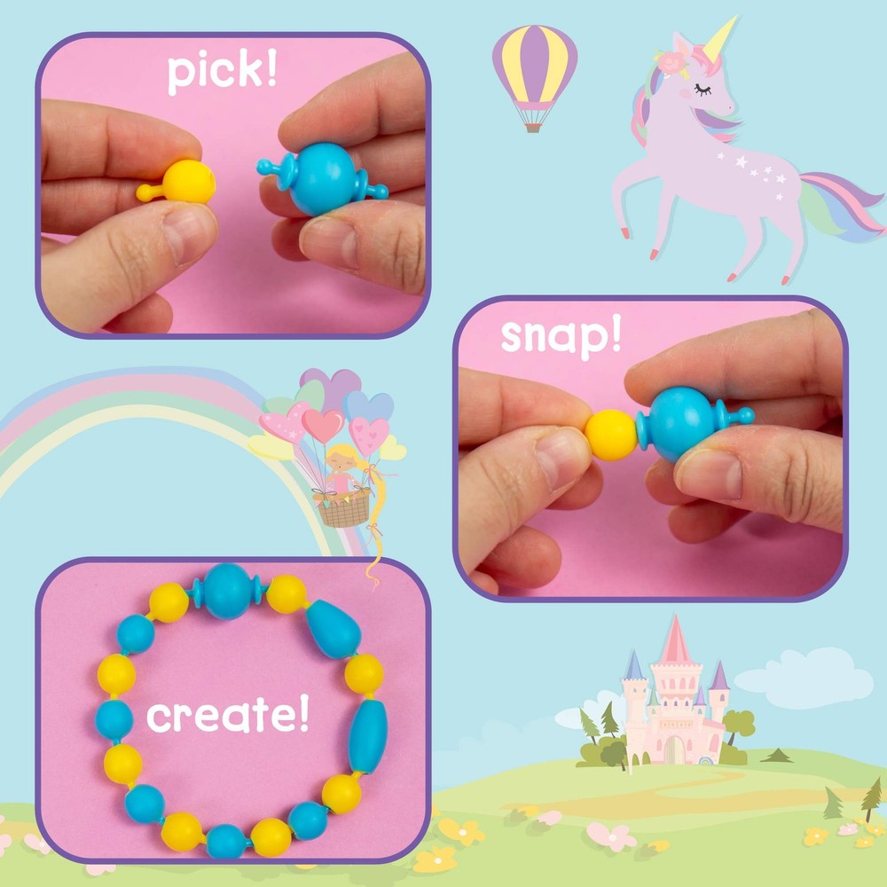 Just My Style Make & Believe Unicorn Pop Beads, 500+ Large, Multi