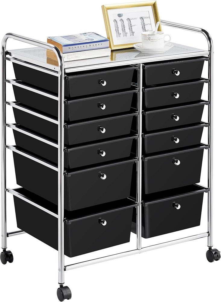 12 Drawers Rolling Storage Cart Multipurpose Movable Organizer Cart Storage Bin