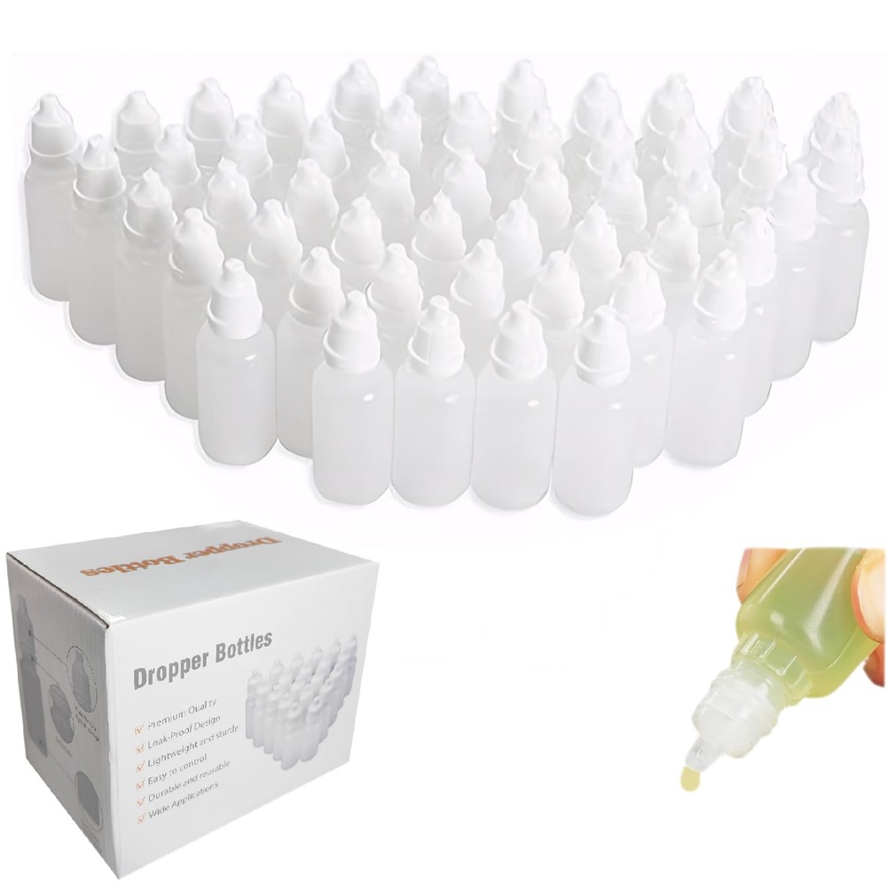 Eldwivz Plastic Eye Dropper Bottle: 50 pcs 10 ml Empty Small Squeeze White