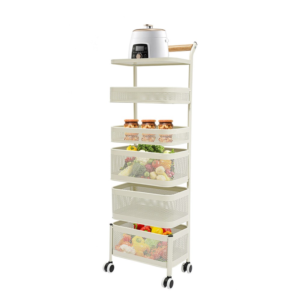6-Tier Rotating Vegetable And Fruit Basket Rack - Kitchen Organizer