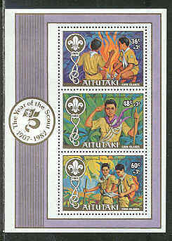 AITUTAKI 1982 75th Ann BOY SCOUTS BONFIRE SS