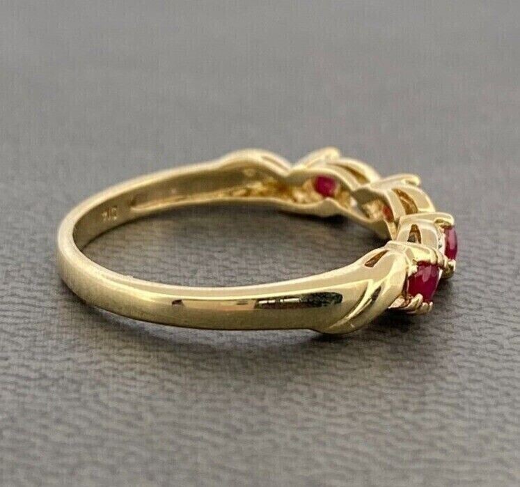 Round Simulated Pink Ruby Pretty Half Eternity Band Ring 14K Yellow Gold Plated