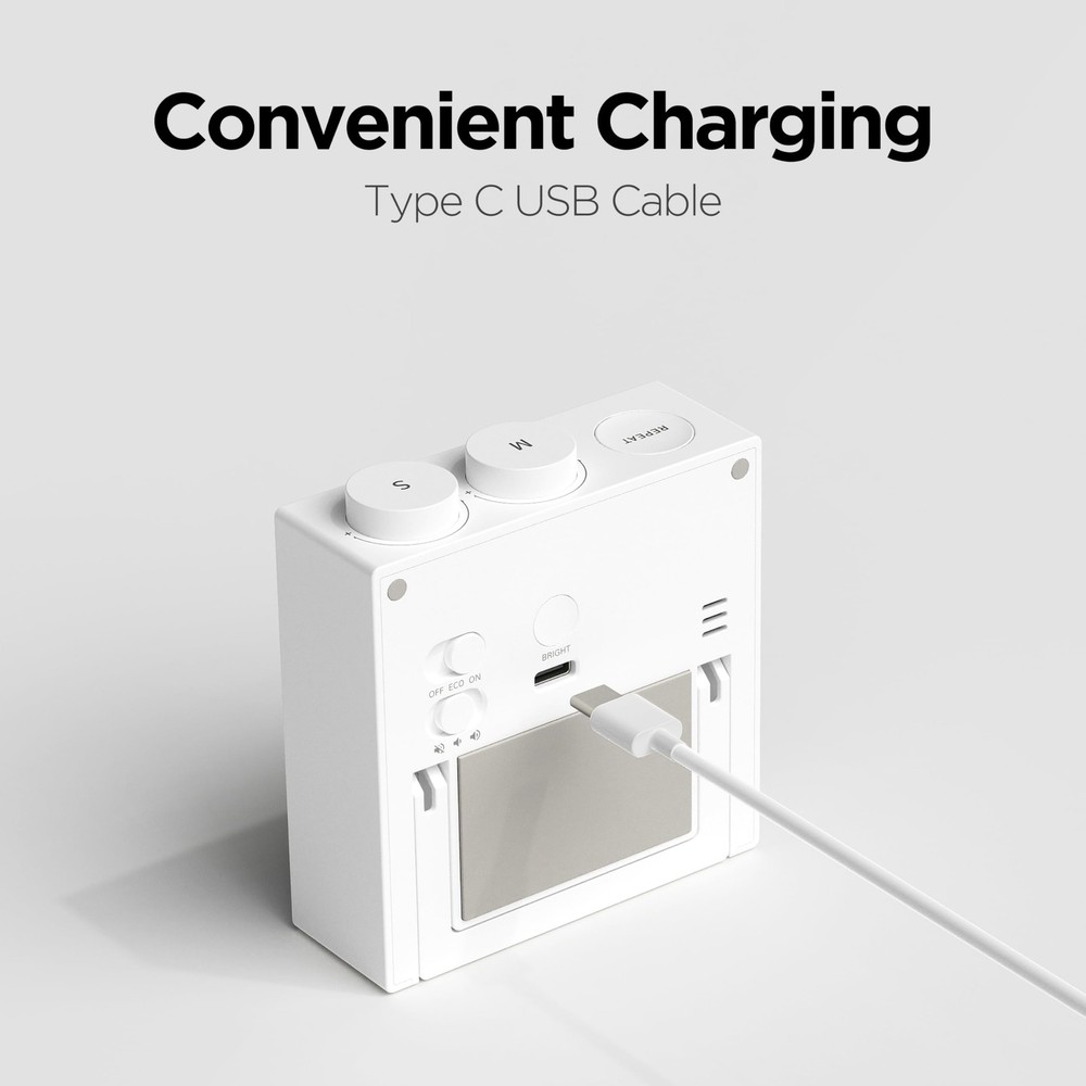 Time Loop Digital Visual Timer, Rechargeable Wireless, LCD Large Display, Por...
