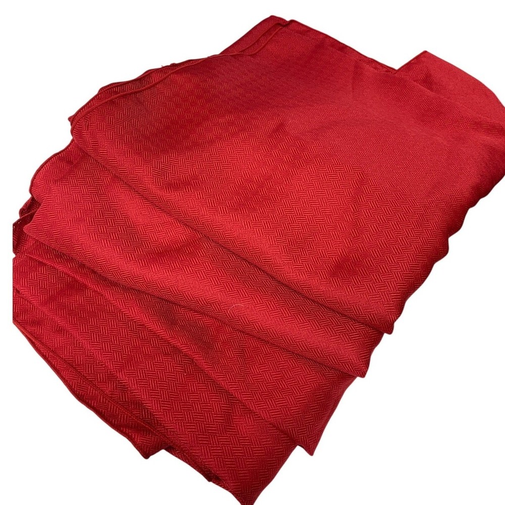 Set of 3 Solid Red Textured Christmas Holiday Fabric Rectangular Tablecloths