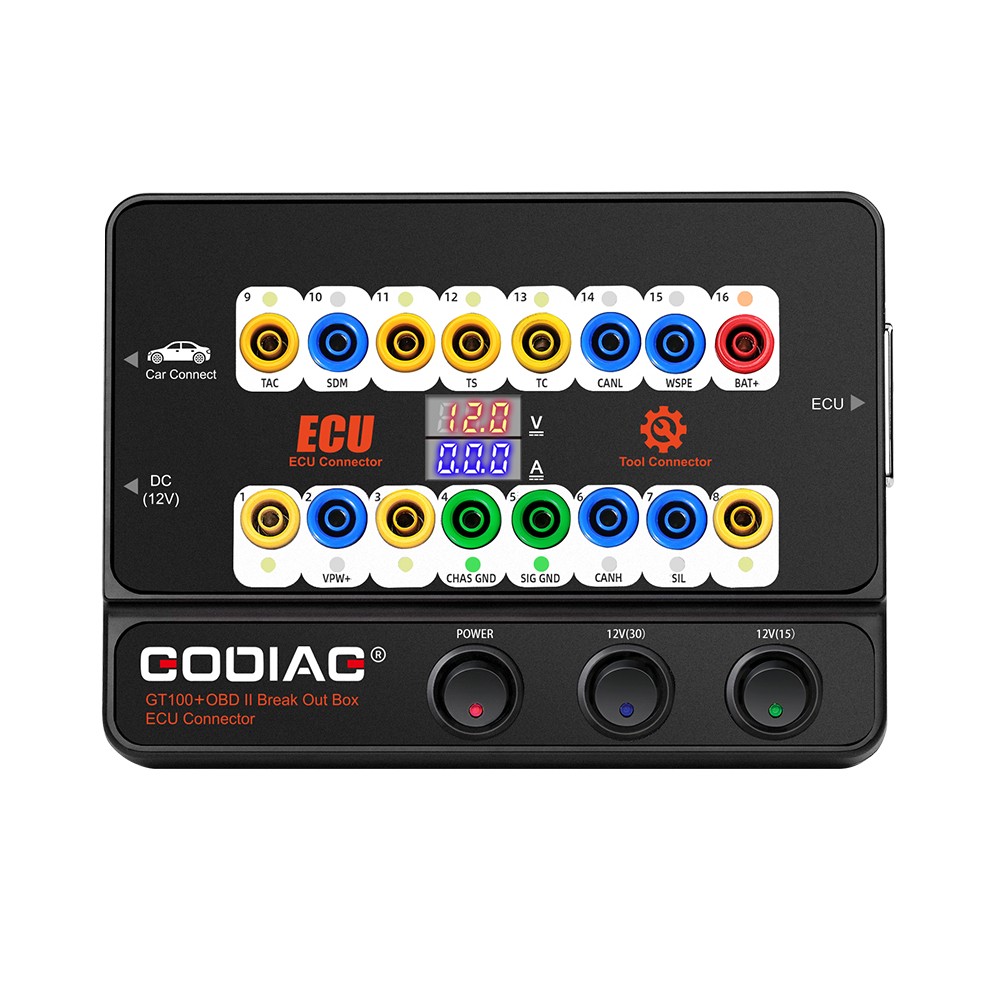 GODIAG GT100+ Pro OBDII Breakout Box E-CU Connector Electronic Current Display