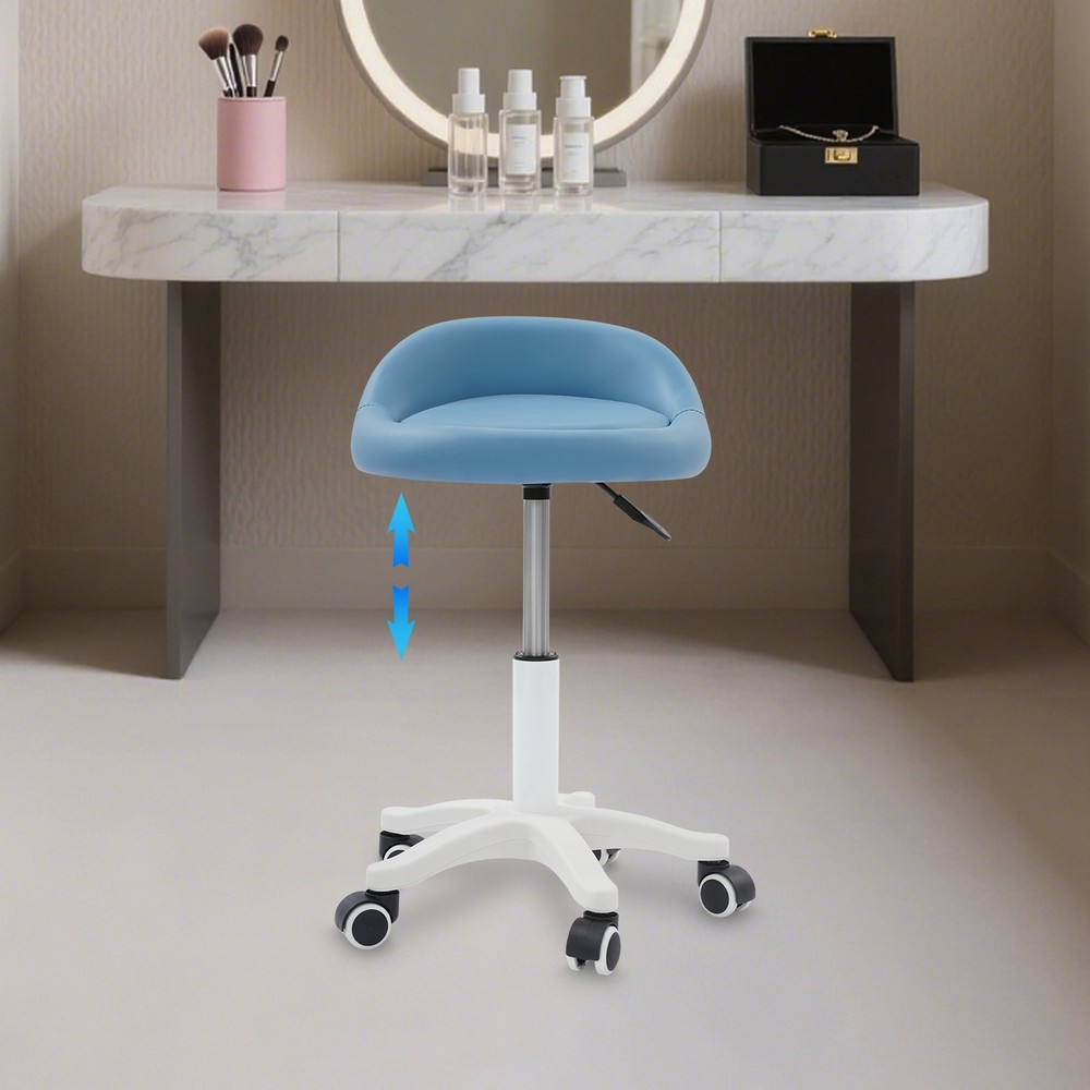 Adjustable Beauty Salon Chair, Rolling Stool, Rolling Stool with Low Backrest