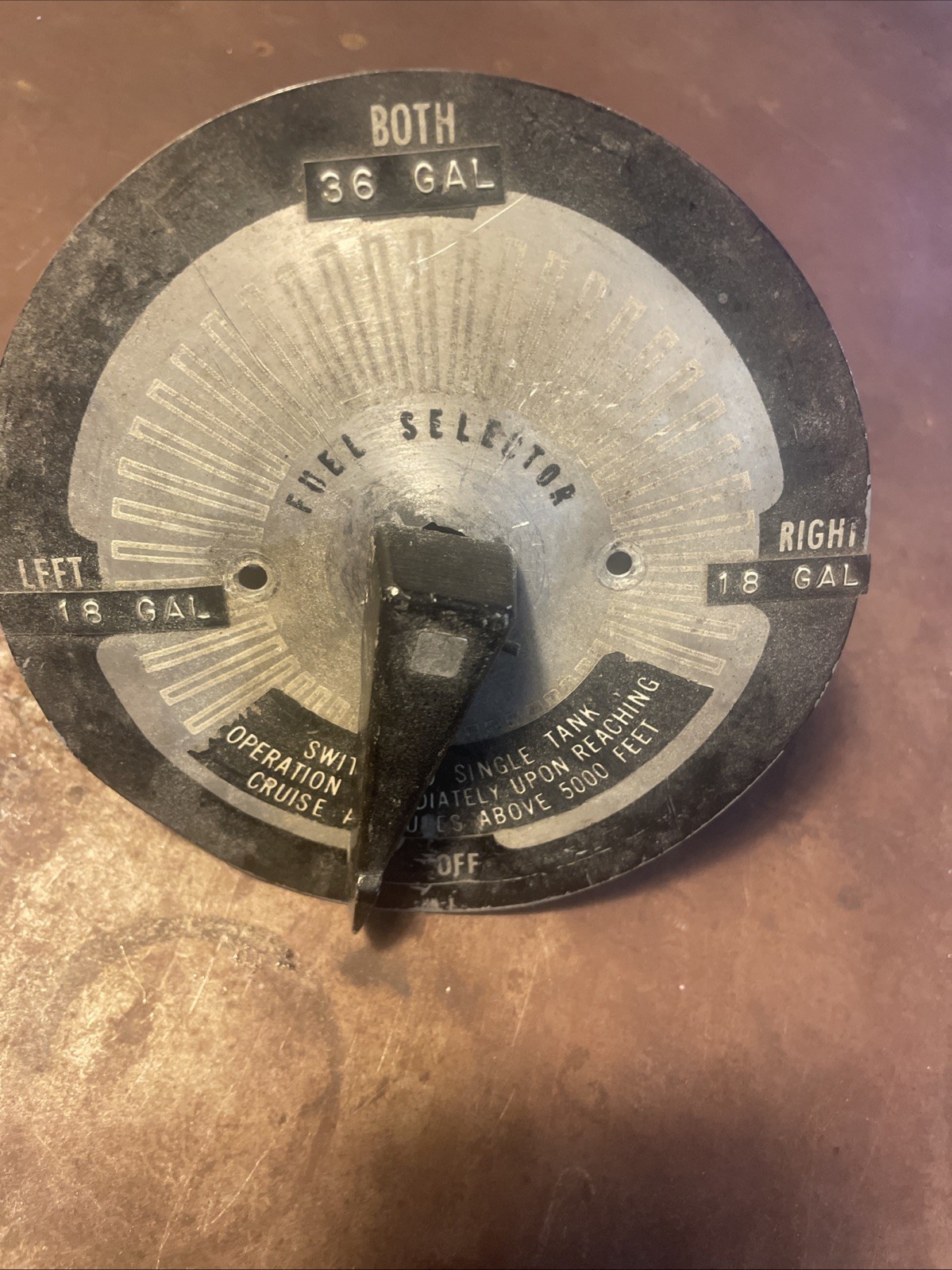 1966 Cessna C172 Fuel Selector Valve With Face Plate