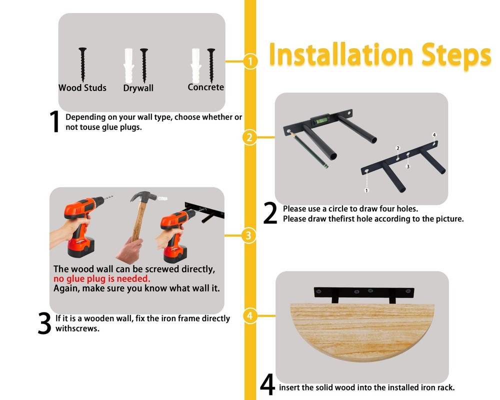 Solid Wood Half Round Floating Wall Shelves | Elegant Floating Shelves, Eleva...