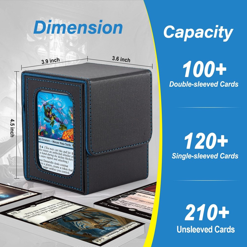 MTG Deck Box, Double Display Window MTG, Commander Deck Box Fits 120+ Single ...