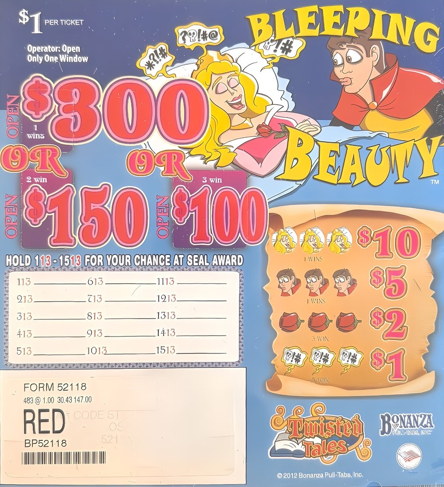 Hard Card - Pull Tickets- Tab - Game - 3 Pack Bleeping Beauty