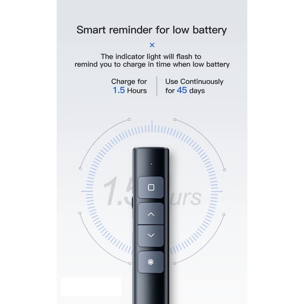 2.4 GHz Wireless Presenter with Red Pointer RF Remote Control Rechargeable Black