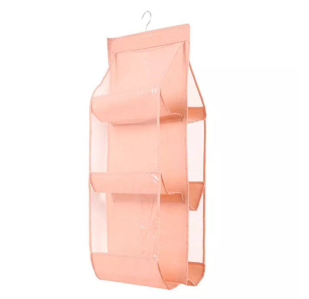 Hanging Handbag Organizer for Wardrobe - 6 Pocket Shelf Bag Storage Holder