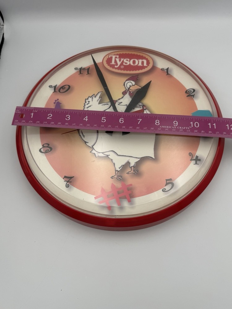 Tyson Chicken Funny Wall Clock 11” Testing & Working USA Breakroom Kitchen Decor