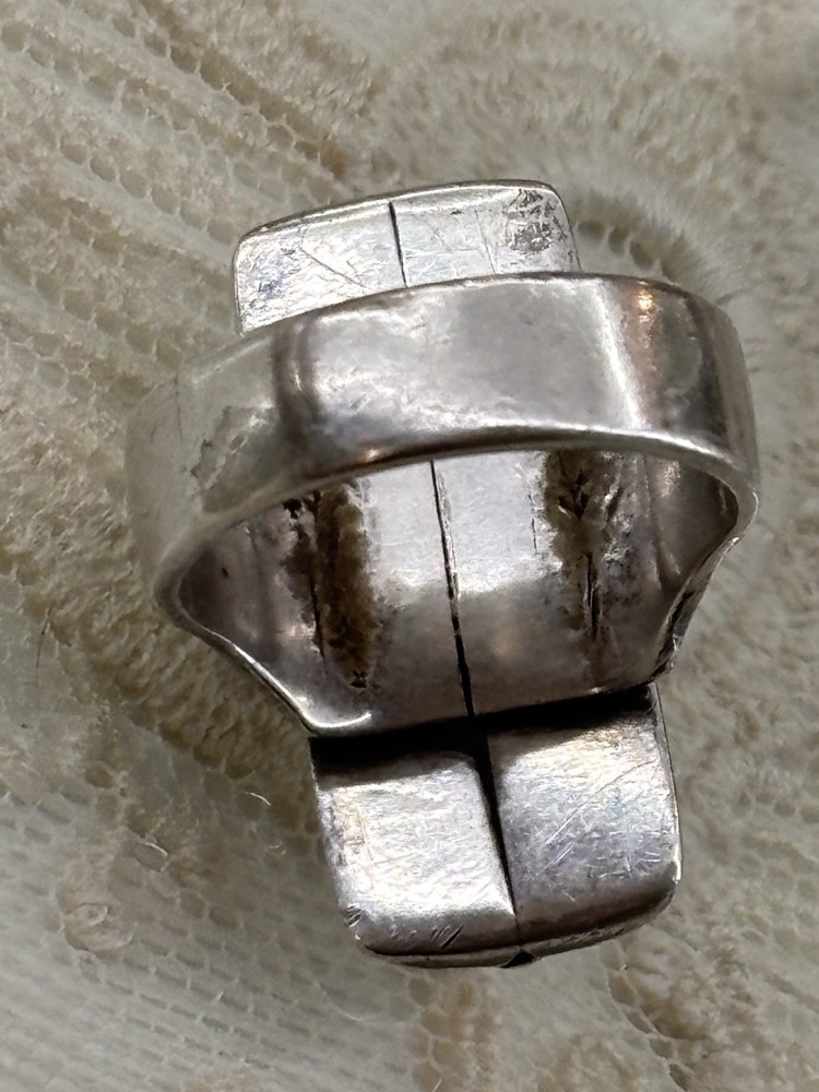 Modernist Silver Twisted Wire Ring Artisan Made 8.75