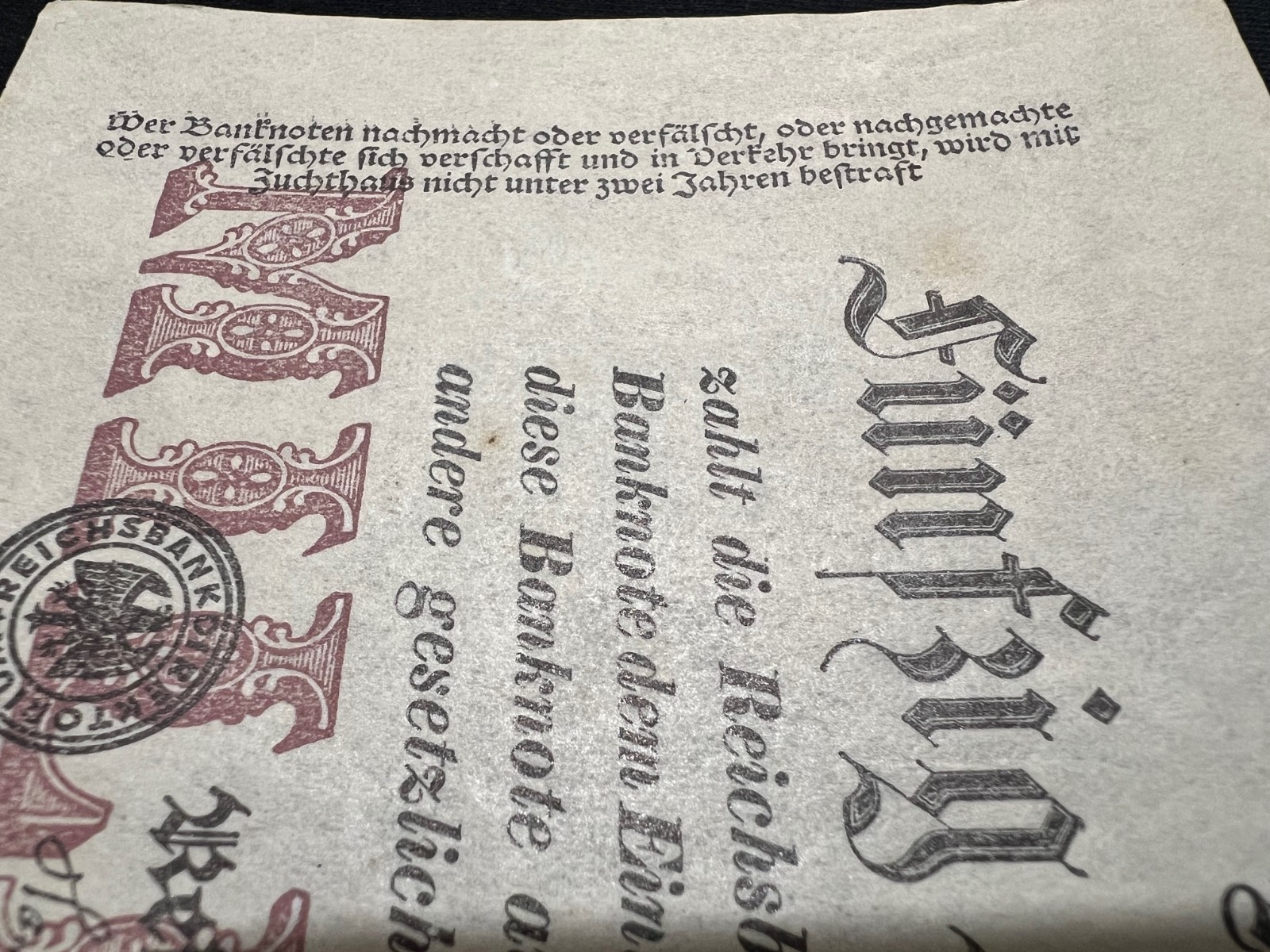 1923 German 50 Million Mark Banknote Post WW1 World Paper Money Hyperinflation