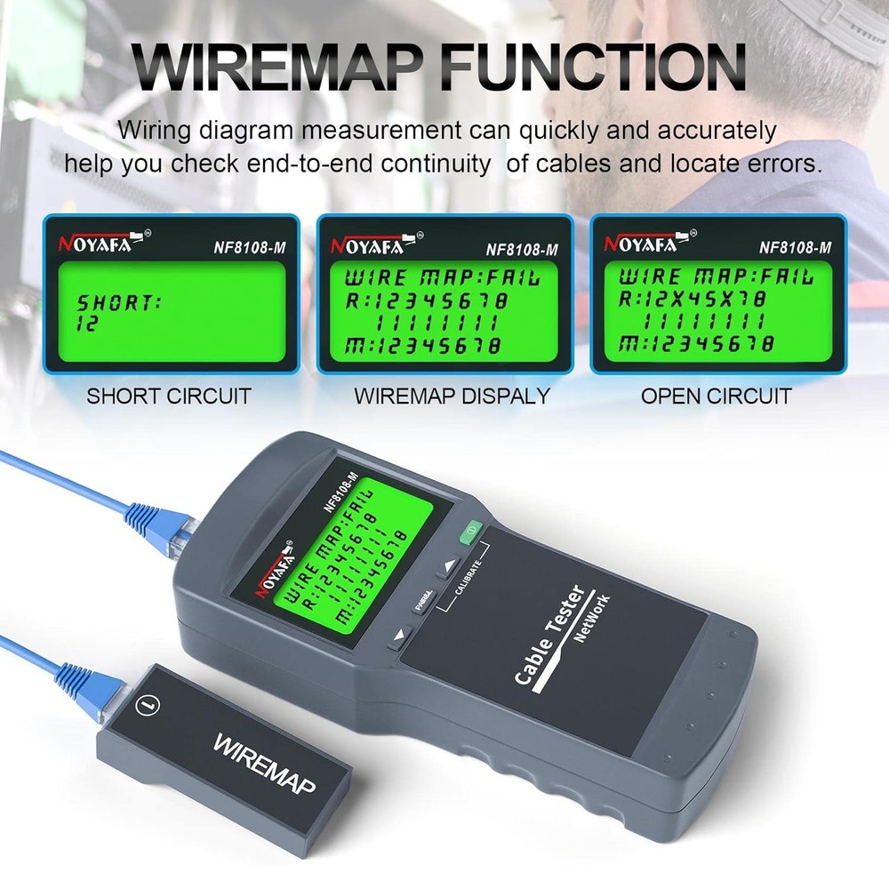 NF-8108M NetWork Lan Cable Tester Wire Length Tester 8 Remote Units Check Error